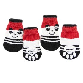 4 Pcs Red Panda Knitted Dogs Socks Cat Socks Cute Pet Socks Dog Paw Protection for Puppy Indoor Wear
