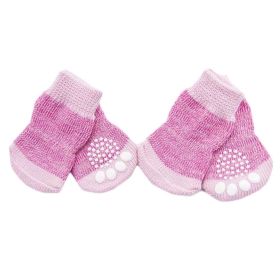 4 Pcs Pink Knitted Dogs Socks Cat Socks Cute Pet Socks Dog Paw Protection for Puppy Indoor Wear