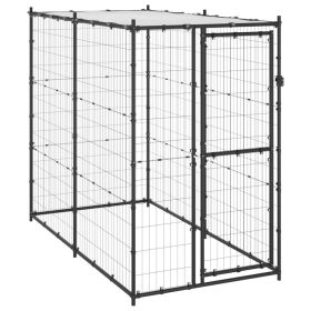Outdoor Dog Kennel Steel with Roof 43.3"x86.6"x70.9"