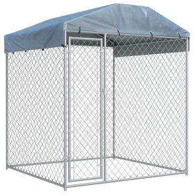 Outdoor Dog Kennel with Canopy Top 78.7"x78.7"x88.6"