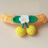 Yellow Pet Cat Collar Handmade Knitting Necklace Teddy Bichon Cherry Crochet Scarf Bib