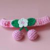 Pink Pet Cat Collar Handmade Knitting Necklace Teddy Bichon Cherry Crochet Scarf Bib