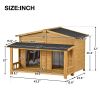 GO 47.2" Large Wooden Dog House Outdoor, Outdoor & Indoor Dog Crate, Cabin Style, With Porch, 2 Doors