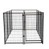 10-Panel Heavy Duty Metal Dog Kennel, Pet Playpen With Door, Outdoor Backyard Fence for Dogs Pets, 82.7"L x 55.1"W x 45.3"H, Black