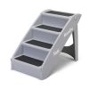 Foldable Pet Ladder, Dog Stairs with 4 Nonslip Steps, Dog Cat Ramp for High Bed Chair Car Sofa, Modern Gray
