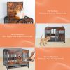 32in Heavy Duty Dog Crate, Furniture Style Dog Crate with Removable Trays and Wheels for High Anxiety Dogs
