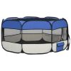 Foldable Dog Playpen with Carrying Bag Blue 57.1"x57.1"x24"