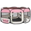 Foldable Dog Playpen with Carrying Bag Pink 57.1"x57.1"x24"
