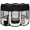 Foldable Dog Playpen with Carrying Bag Black 35.4"x35.4"x22.8"