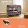 32in Heavy Duty Dog Crate, Furniture Style Dog Crate with Removable Trays and Wheels for High Anxiety Dogs