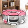 45" Portable Foldable 600D Oxford Cloth & Mesh Pet Playpen Fence with Eight Panels Pink