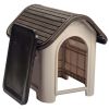 Dog House with Bowl for Small to Medium Breeds, Espresso, Beige