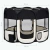 Foldable Dog Playpen with Carrying Bag Black 35.4"x35.4"x22.8"