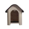 Dog House with Bowl for Small to Medium Breeds, Espresso, Beige