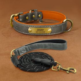 Dog Collar Engraved With Lettering To Prevent Loss Of Neck Collar (Option: Grey suit-S)