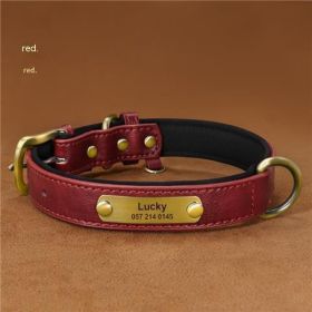 Dog Collar Engraved With Lettering To Prevent Loss Of Neck Collar (Option: Red-M)