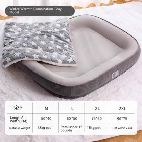 Home Winter Warm Dog Bed (Option: Grey and blanket-XL)