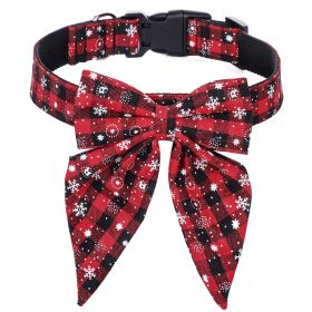 Christmas British Style Dog Collar Bow Tie (Option: Red And Black Snowflake-S)