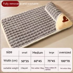 Detachable And Washable Winter Warm Dog Mat For Sleeping (Option: Gray-100X70CM)