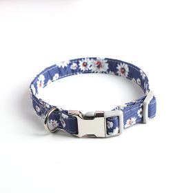 Fashion Cute Simple Pet Dog Collar (Option: Blue Flower-L)