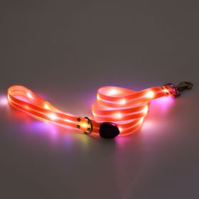 LED Luminous Collar Rechargeable Pet Collar Nylon Tow Rope (Option: Dog Traction Belt Orange-USB)