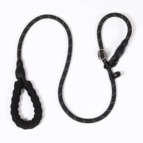 P Chain Pet Hand Holding Rope Reflective Silk Explosion-proof Pet Traction (Option: Black-L Diameter 12mm-1.4M)