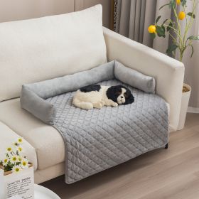 Plush With Pillow Pet Sofa Cushion Bed Pad (Option: With Pillow Pet Pad Light Gray-90x90cm)