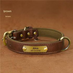 Dog Collar Engraved With Lettering To Prevent Loss Of Neck Collar (Option: Brown-L)