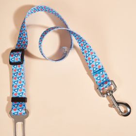 New Printed Pet Car Seat Belt Dog Hand Holding Rope Nylon Car Pet Supplies (Option: Blue Geometrical)