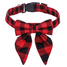 Christmas British Style Dog Collar Bow Tie (Option: Red And Black Plaid-S)