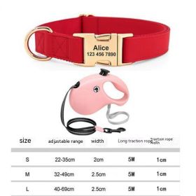 Gold Collar Dog Tag Anti Loss (Option: Red-With plastic rope-M)