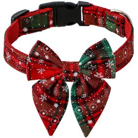 Christmas British Style Dog Collar Bow Tie (Option: Red And Green Snowflake-S)