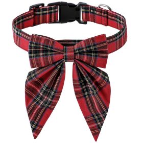 Christmas British Style Dog Collar Bow Tie (Option: Red Plaid-S)