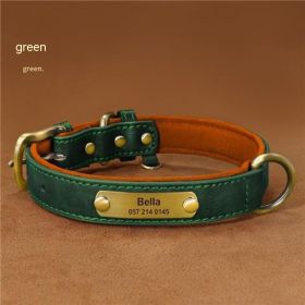 Dog Collar Engraved With Lettering To Prevent Loss Of Neck Collar (Option: Green-XS)