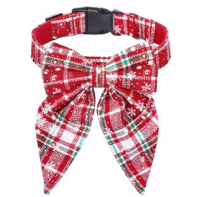 Christmas British Style Dog Collar Bow Tie (Option: Red And White Snowflake-S)