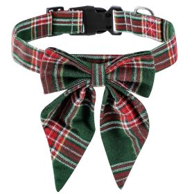 Christmas British Style Dog Collar Bow Tie (Option: Green Plaid-S)