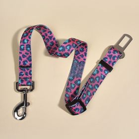 New Printed Pet Car Seat Belt Dog Hand Holding Rope Nylon Car Pet Supplies (Option: Foundation Leopard Print)