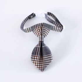 Pet British Style Plaid Bow Tie And Tie Adjustable Collar Accessories (Option: Gray Plaid Tie-S17 To 32cm)