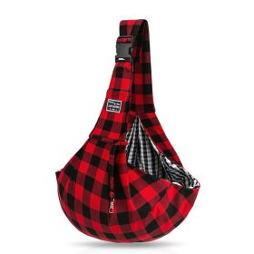 Pet Supplies Red And Black Plaid Shoulder Strap Adjustable Buckle Single-shoulder Bag (Option: Red And Black)