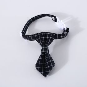 Pet British Style Plaid Bow Tie And Tie Adjustable Collar Accessories (Option: New Black Plaid Tie-S17 To 32cm)