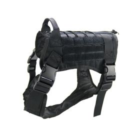 Large Dog Adjustable Camouflage Tactics Hand Holding Rope Nylon Strap (Option: Vest Black-M)