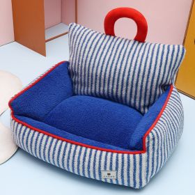 Winter Pet Cloth Sofa Nest (Option: Blue Stripes-L)
