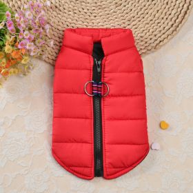 Autumn And Winter Zipper Vest Warm Pet Clothes (Option: Red-S)