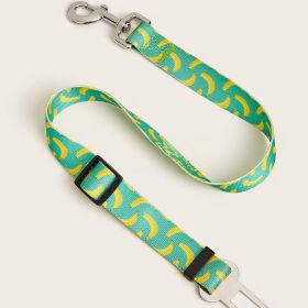 New Printed Pet Car Seat Belt Dog Hand Holding Rope Nylon Car Pet Supplies (Option: Green Background BANANA)