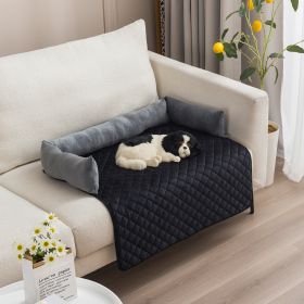 Plush With Pillow Pet Sofa Cushion Bed Pad (Option: Pet Pad Gray And Black-90x90cm)