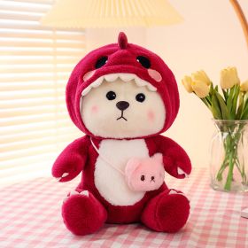 Cute Shapeshift Little Bear Ragdoll Lily Bear Stuffed Toy Dinosaur Doll Pillow (Option: Dark Pink-28cm)