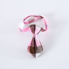 Pet British Style Plaid Bow Tie And Tie Adjustable Collar Accessories (Option: Denim Pink Plaid Tie-S17 To 32cm)
