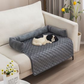 Plush With Pillow Pet Sofa Cushion Bed Pad (Option: With Pillow Pet Pad Dark Gray-90x90cm)