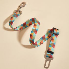 New Printed Pet Car Seat Belt Dog Hand Holding Rope Nylon Car Pet Supplies (Option: Colored Plaid)