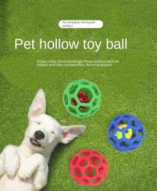 Dog toy hollow ball bite-resistant elastic rubber ball bell pet toy; Jingle Bell Toy Ball (colour: Blue)